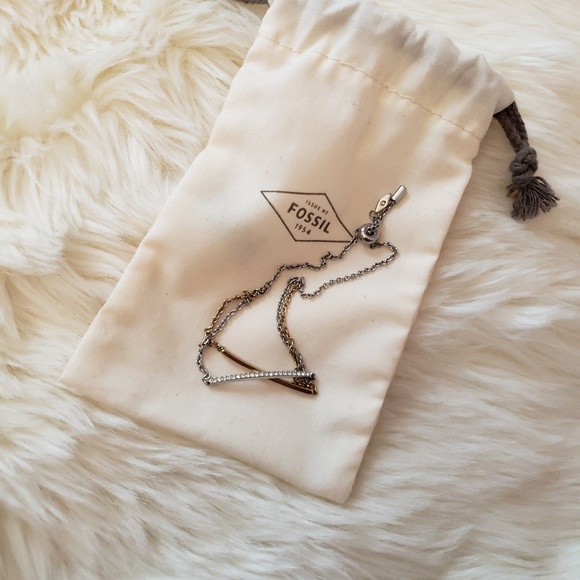 Fossil Two Tone GoldSilver Drawstring Bar Bracelet - Picture 3 of 4